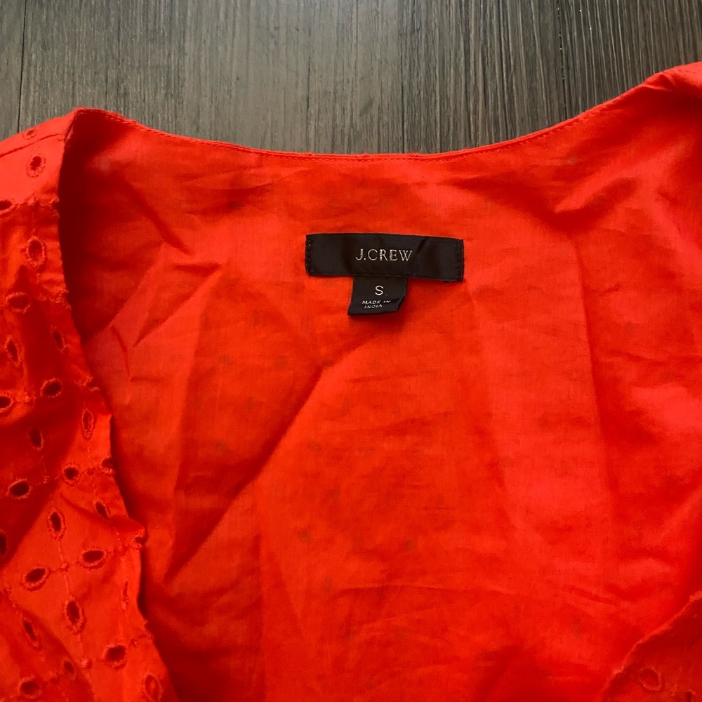 J Crew Red Eyelet Ruffle Top - Picture 4 of 4